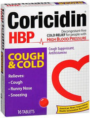 CORICIDIN HBP COUGH&COLD, TAB (16/CT)