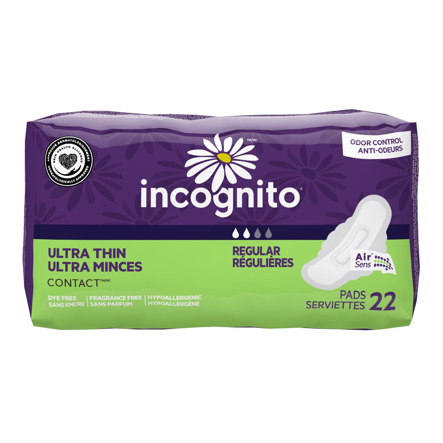 PAD, INCOGNITO ULTRA THIN WINGREGULAR (22/PK 8PK/CS)