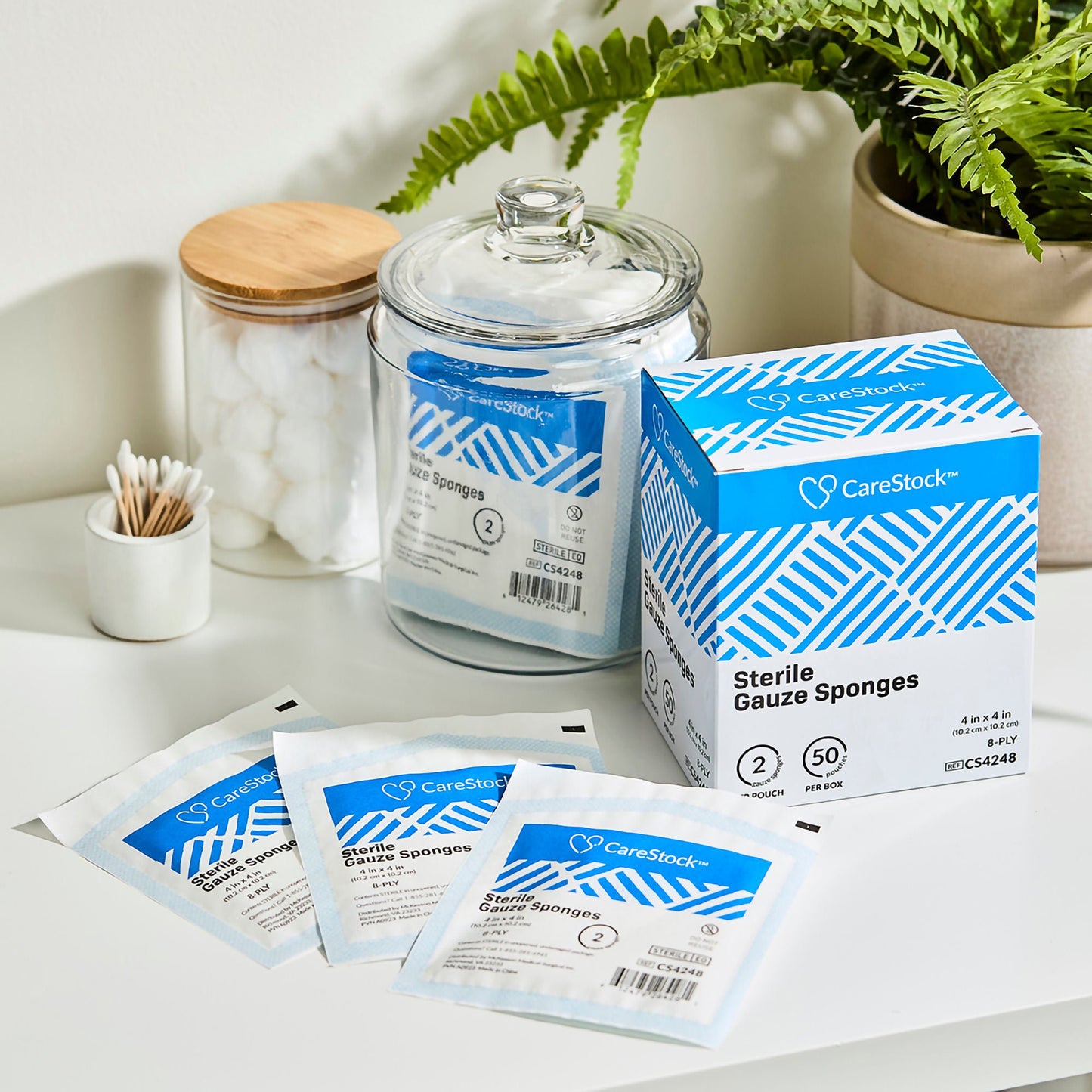 GAUZE, PERF 8PLY LF STR 4X4" (2/PK 50PK/BX 12BX/CS)