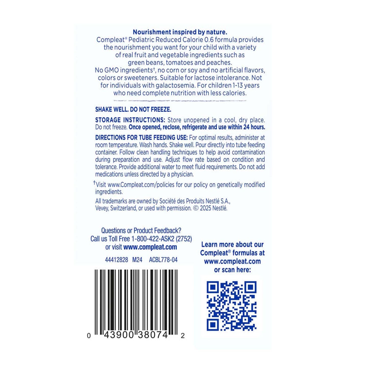 COMPLEAT, PEDIATRIC LO CAL UNFLAV 250ML (24/CS)