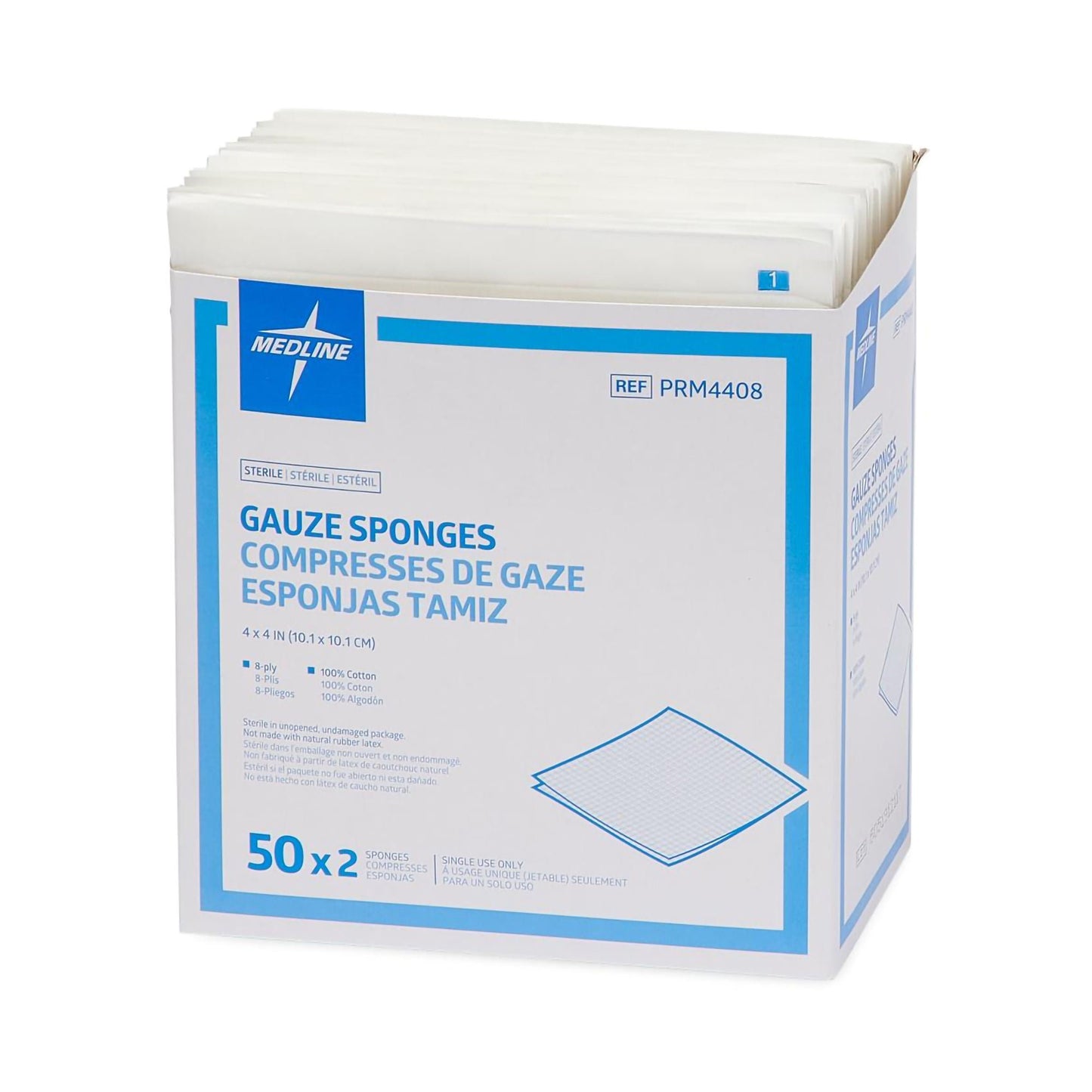 Caring® Sterile Gauze Sponge, 4 x 4 Inch, 8-Ply