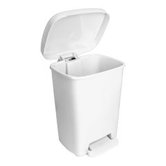 WASTECAN, STEP-ON RECTGL PLAS WHT 32QT