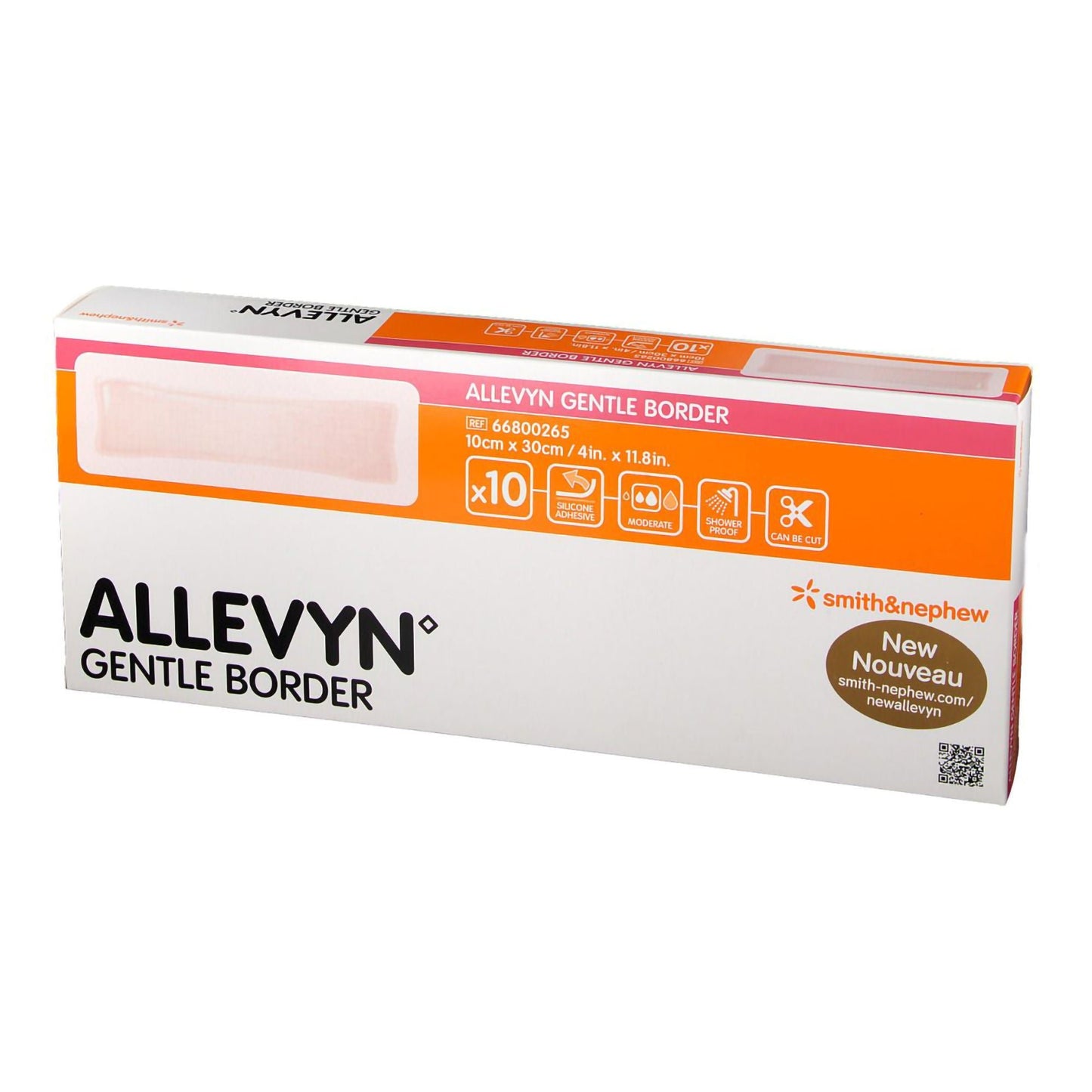 DRESSING, HYDROCELLULAR GENTLEBORDER FM 10CMX30CM (10/BX 6B
