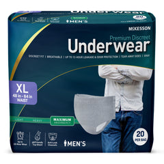 UNDERWEAR, MAXIMUM DISP GRY XLG 48-64" (20/BG 4BG/CS)