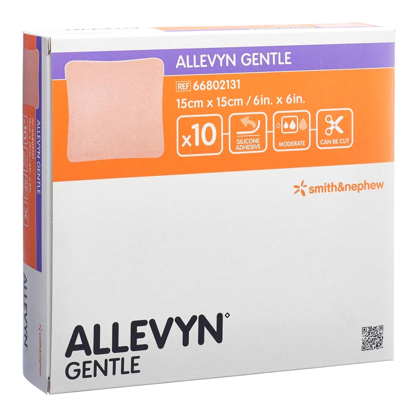 DRESSING, FOAM ALLEVYN GENTLE W/O BRDR 6"X6" (10/BX 4BX/CS)