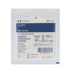 SPONGE, DRN 4"X4" 6PLY 2'S (2/PK 25PK/CT 12CT/CS) KENDAL