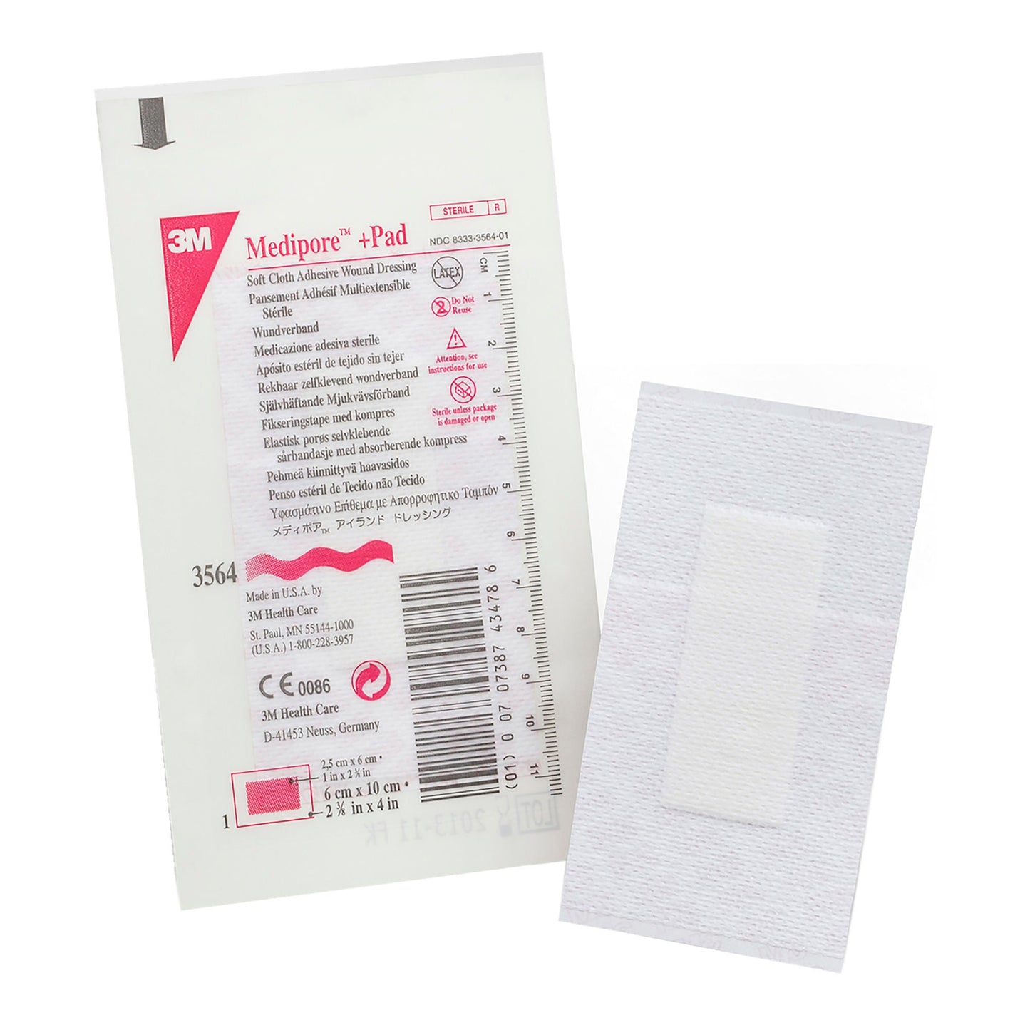 DRESSING, WND ADHSV MEDIPORE +PAD 2 3/8"X4" (50/BX)