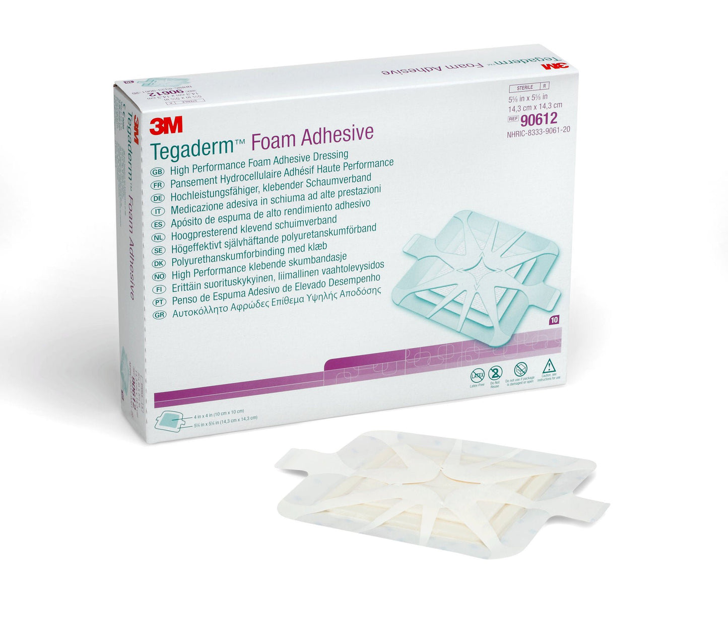 DRESSING, TEGADERM FOAM ADHSV 4"X4" (10/BX 4BX/CS) 3M