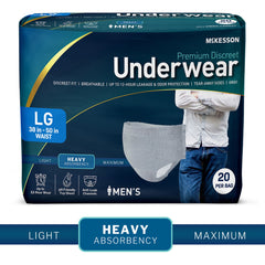 UNDERWEAR, INCONT HEAVY DISP GRY LG 38-50" (20/BG 4BG/CS)