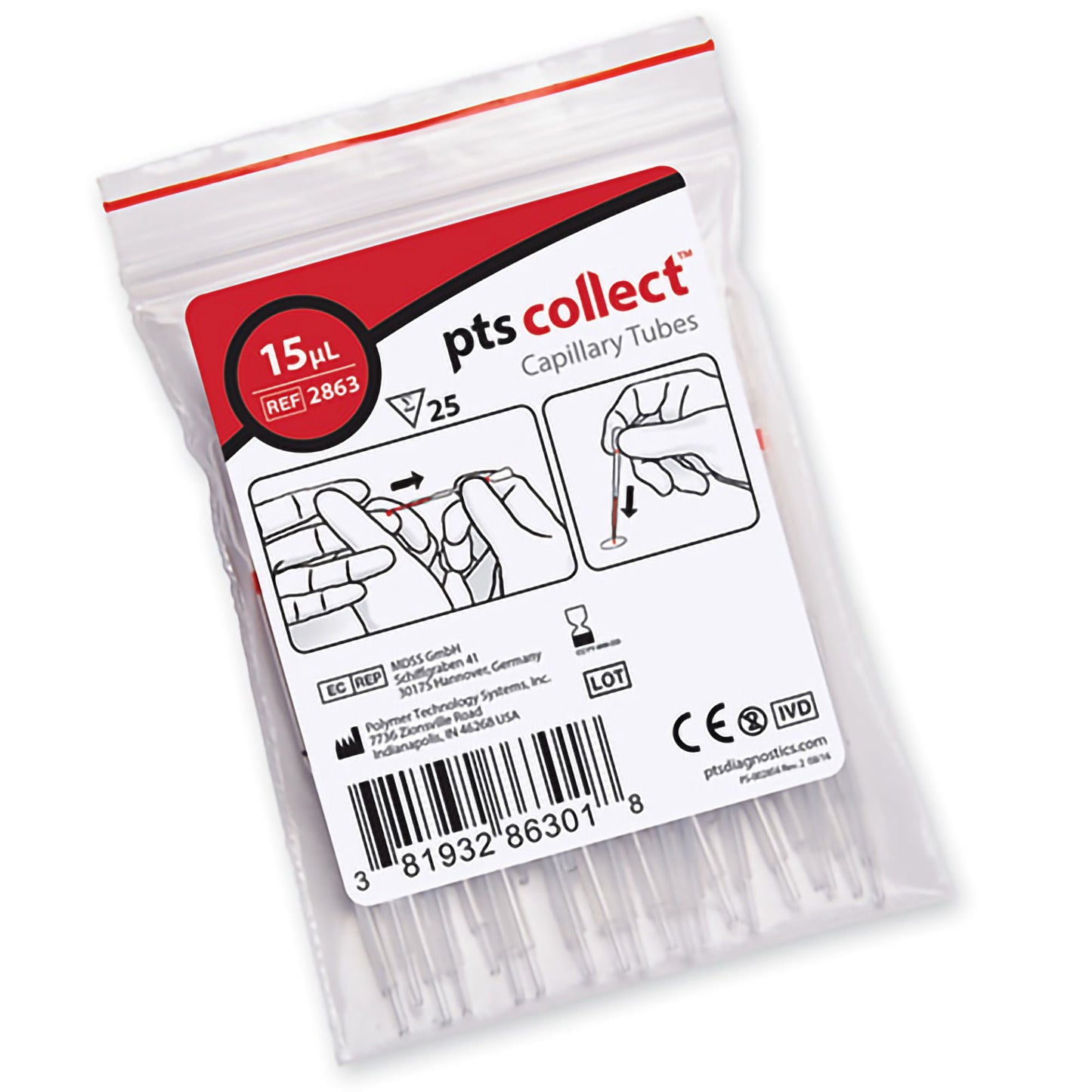 TUBE, CAPILLARY PLAIN RED 15ULGLS (25/BG)