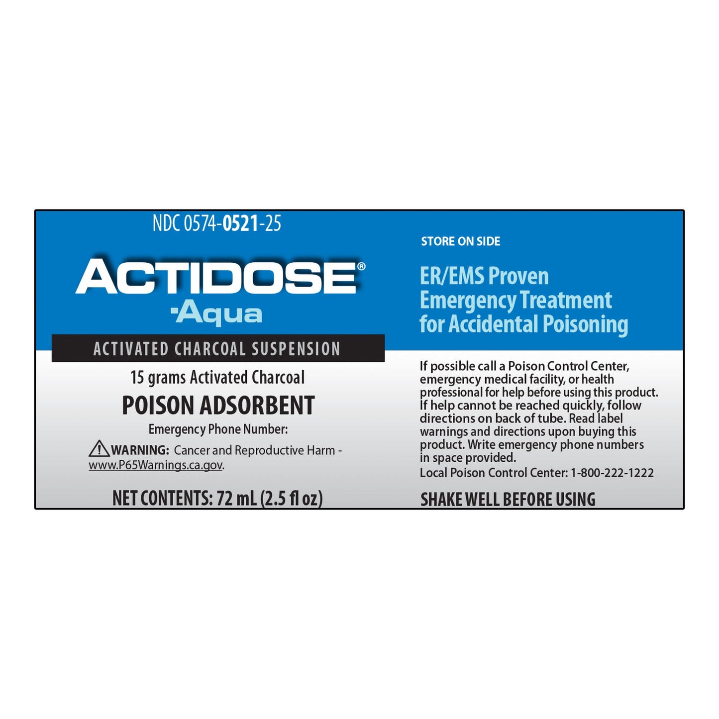 ACTIDOSE-AQUA, ORAL SUSPN 15GM/72ML