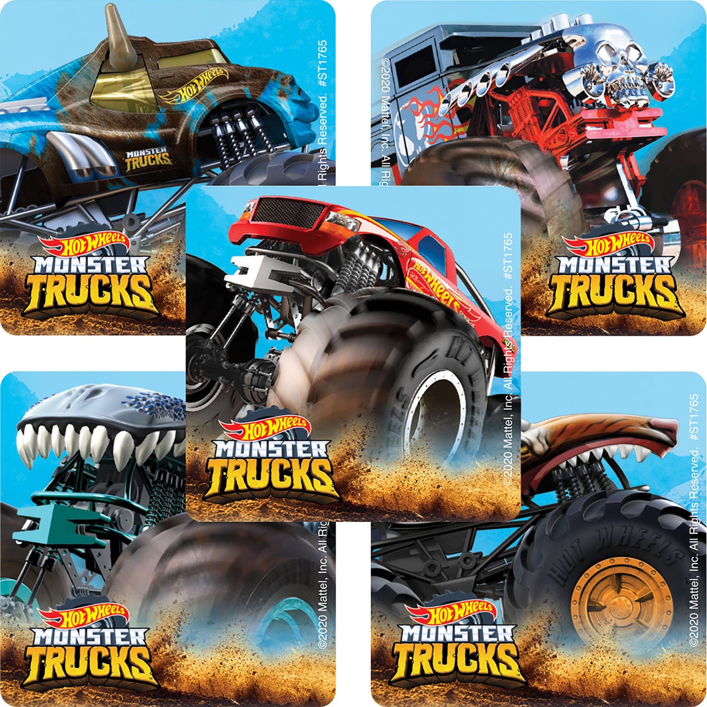 STICKERS, HOT WHEELS MONSTER TRUCKS 2 1/2" (100/BX)