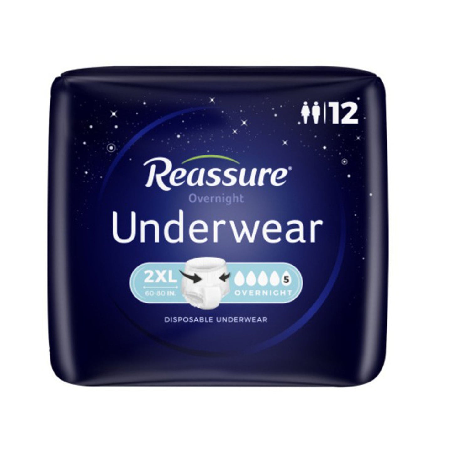 UNDERWEAR, INCONT REASSURE OVRNGHT (12/BG 4BG/CS)