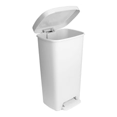 WASTECAN, STEP-ON RECTGL PLAS WHT 52QT