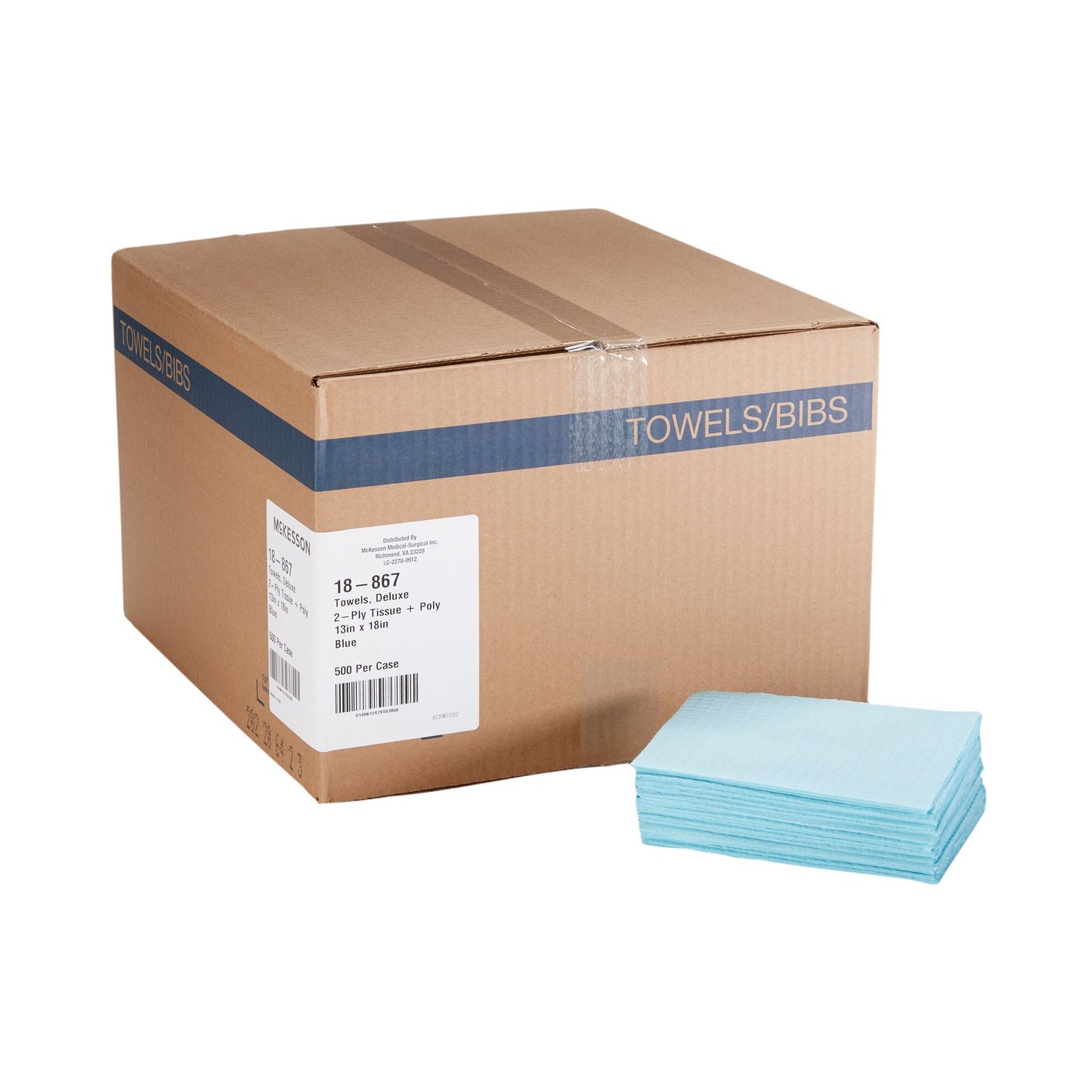 TOWEL, PRO 2PLY/POLY BLU 13X18(500/CS)