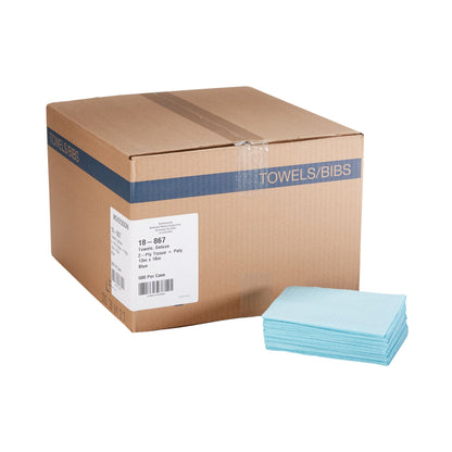 TOWEL, PRO 2PLY/POLY BLU 13X18(500/CS)