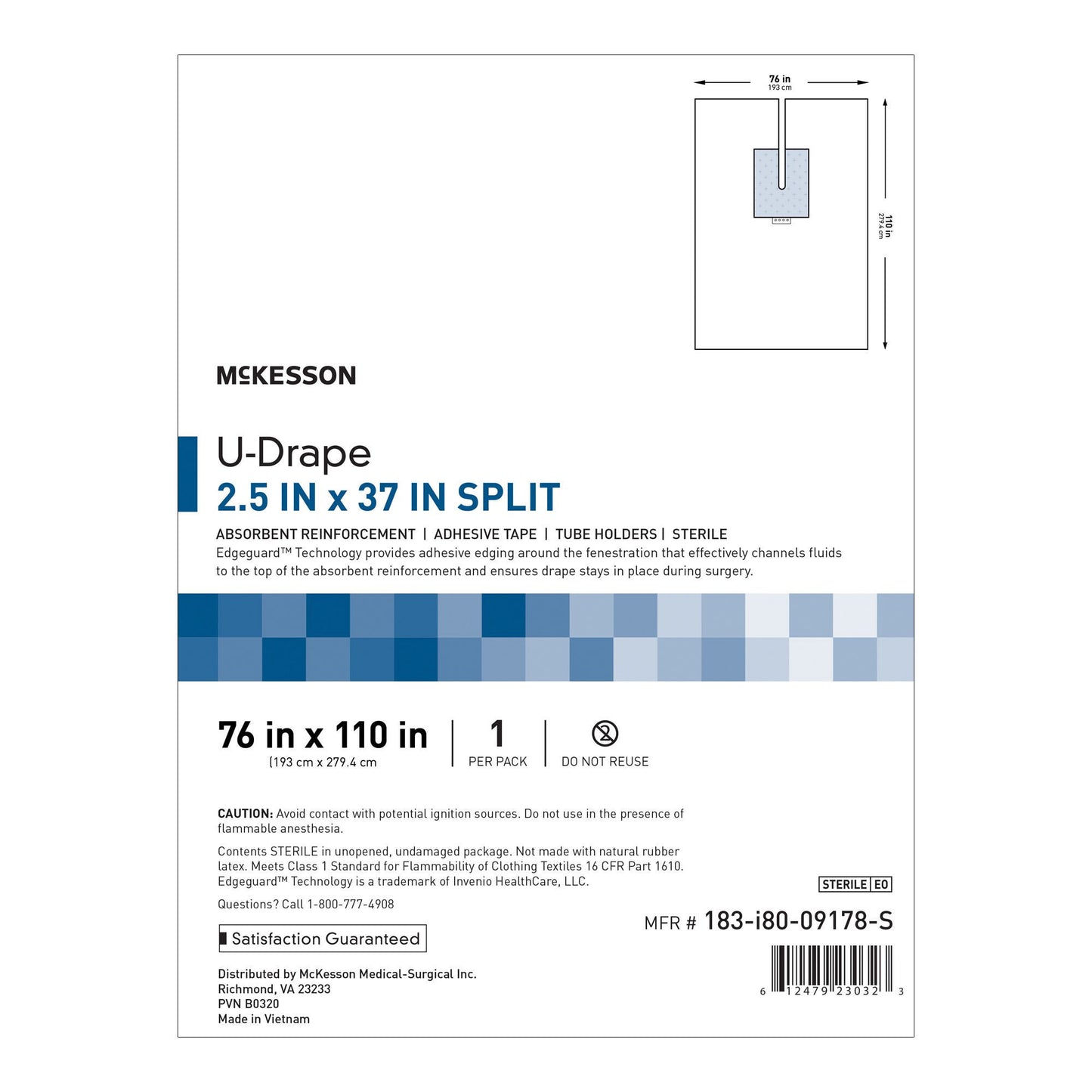 DRAPE, SURGICAL ORTHO W/SPLIT 76"X110" (24/CS)