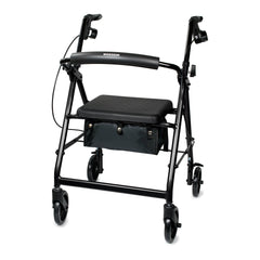 WALKER, ROLLATOR LTWT FOLDING ALUM W/6" WHLS BLK 300LB