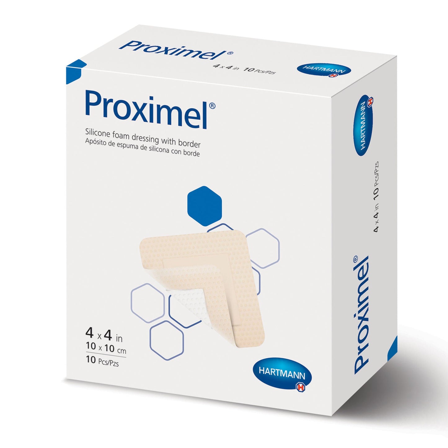 DRESSING, WND PROXIMEL SIL FOAM W/BORDER 4X4" (10/BX 6BX/CS)