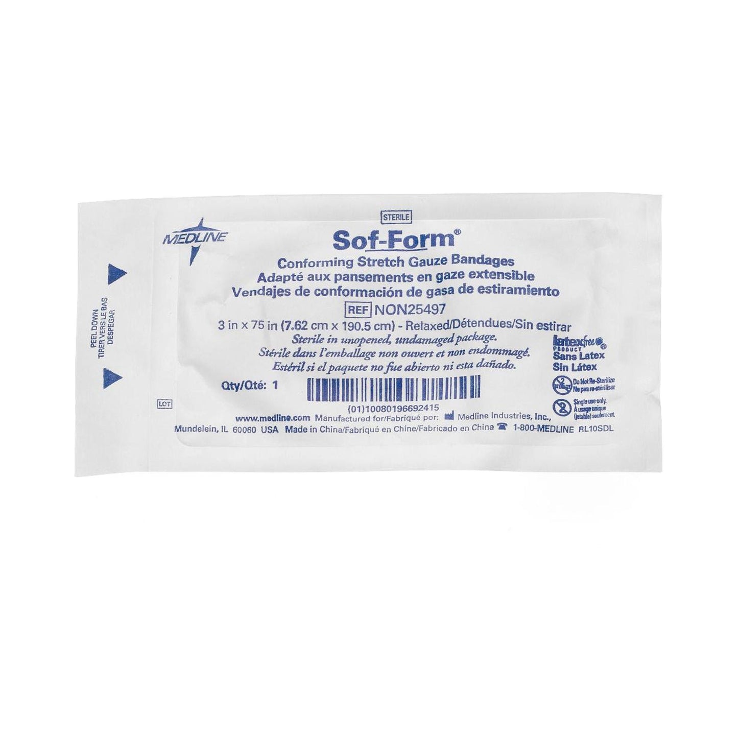 BANDAGE, GAUZE SOFFORM STR LF 3"X75" (12/BX 8BX/CS)