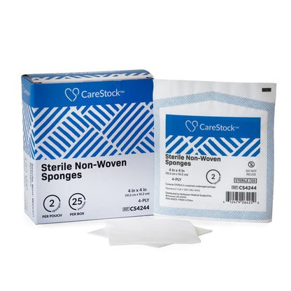 SPONGE, GAUZE N/WOVN 4PLY STR 4X4" (2/PK 25PK/BX 24BX/CS)