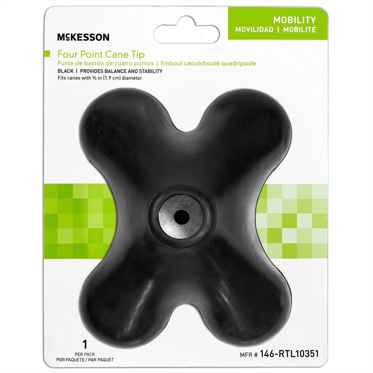 TIP, CANE QUAD-SUPPORT BLK (1/BX 10BX/CS)