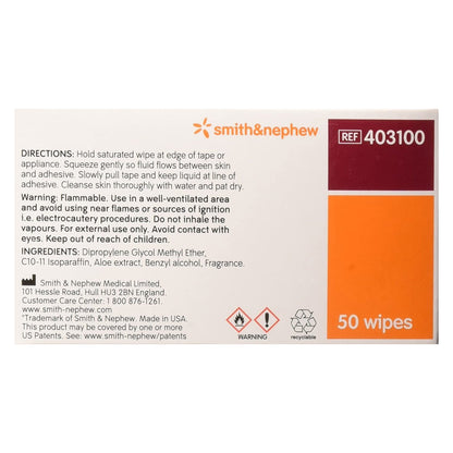 WIPE, ADHESIVE REMOVER (50/BX)