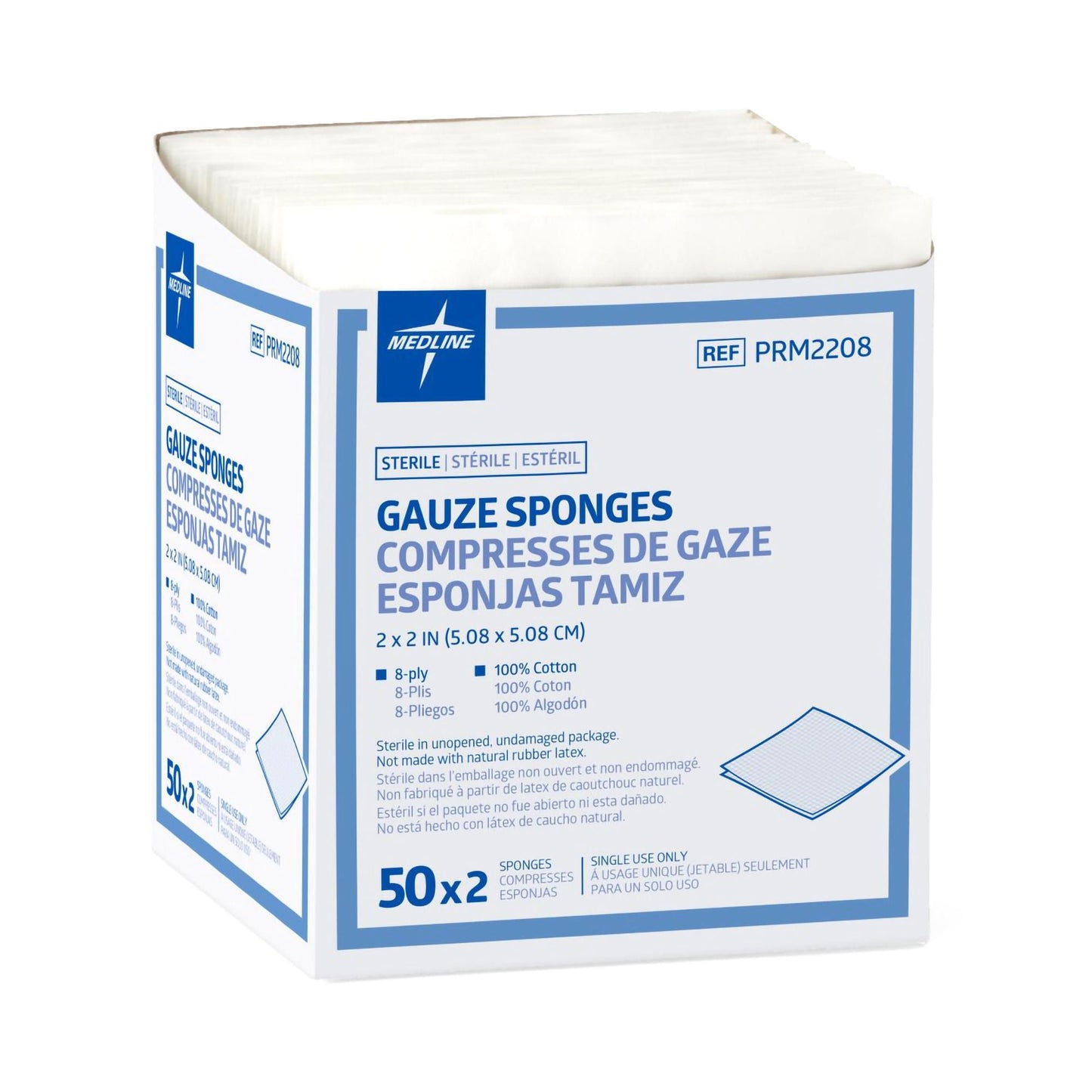 GAUZE, SPNG CARING STR 2"X2" 8PLY (2/PK 50PK/BX 30
