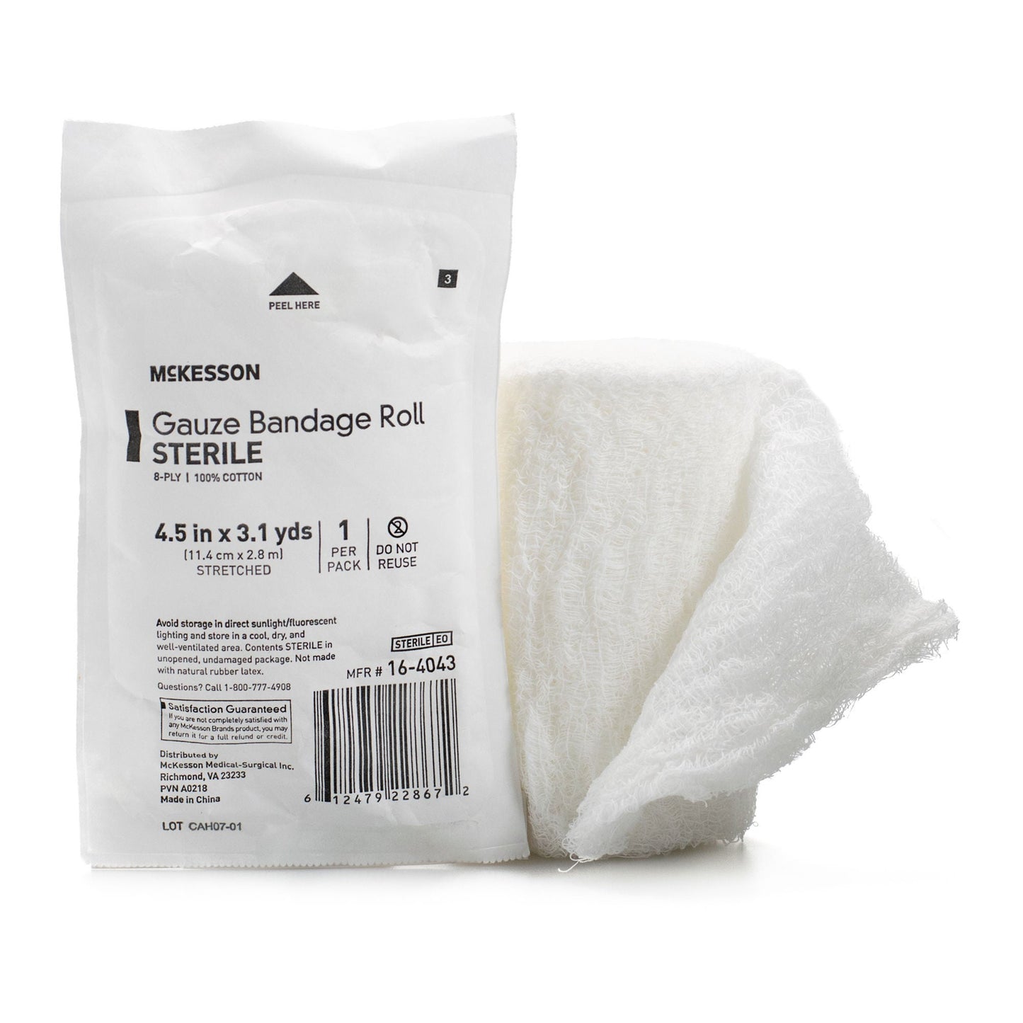 BANDAGE ROLL, GAUZE FLUFF STR 4.5"X3.1YDS (100/CS)