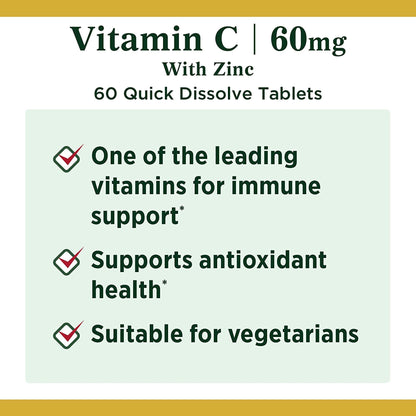 VITAMIN C+ZINC,TAB NATURES BOUNTY (60/BT)
