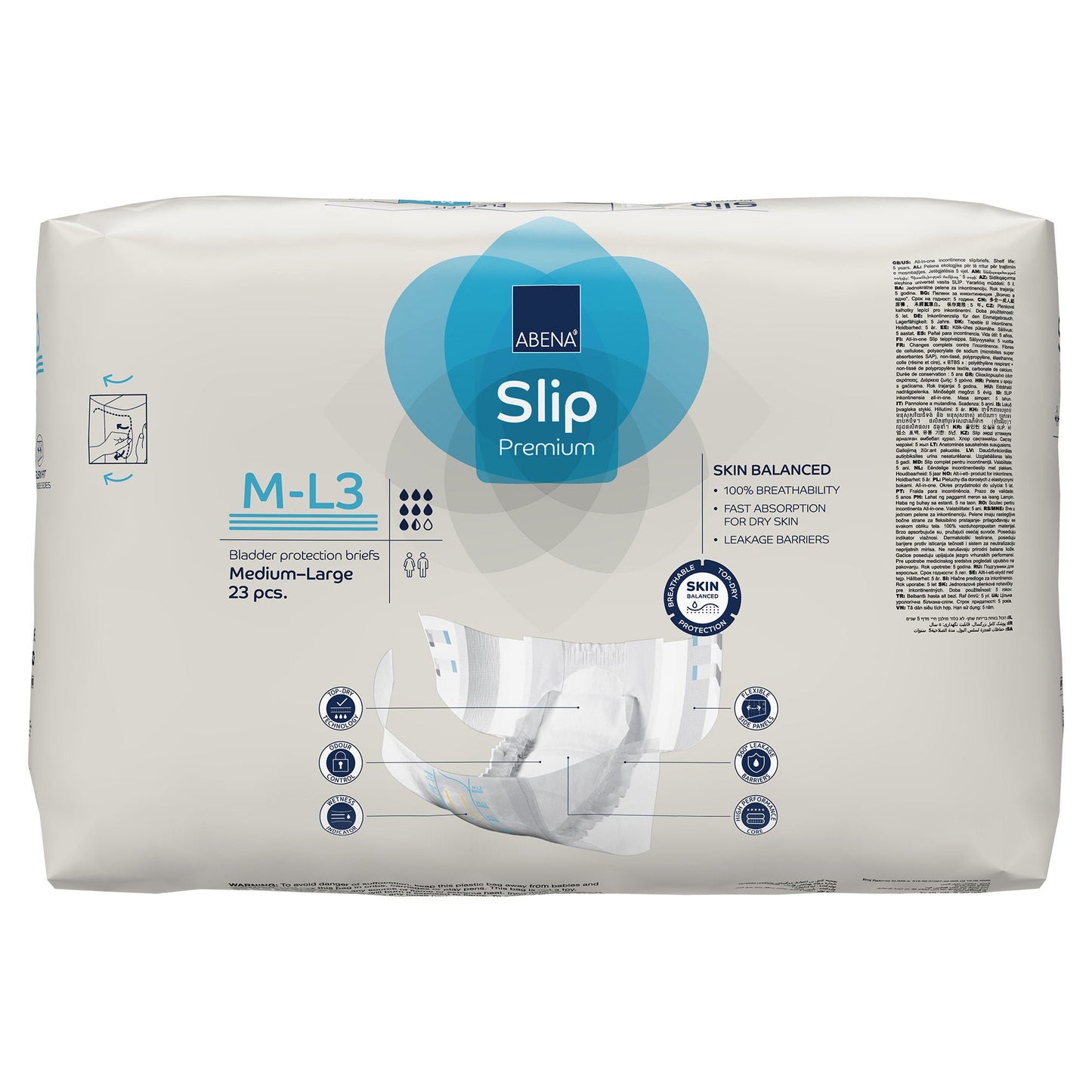 BRIEF, INCONT SLIP FLEX FIT PREM M3-L3 MED/LG (23/PK 4PK/CS)