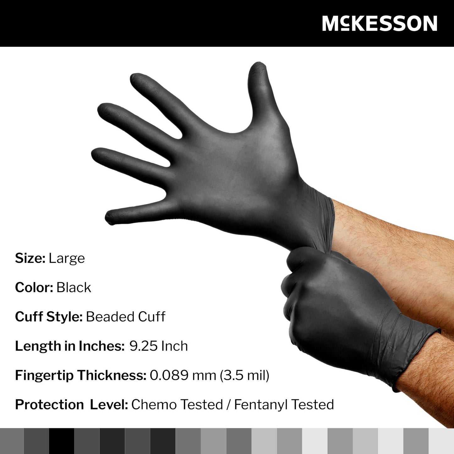 GLOVE, EXAM NTRL LG N/S CHEMO BLK LDC (250/BX 10BX/CS)