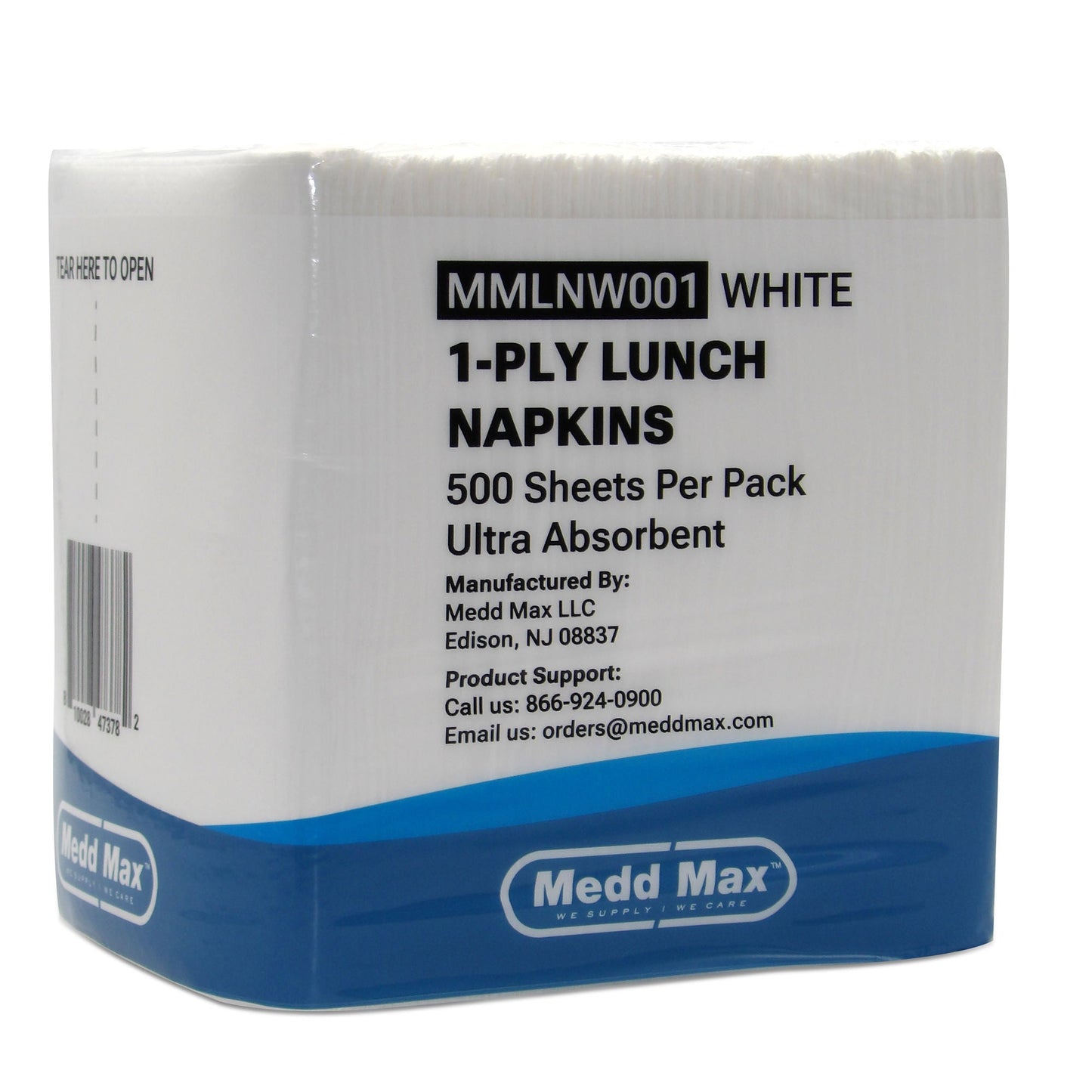 NAPKINS, LUNCH 1PLY 1/4 FOLD WHT 13X11.8" (500/PK 12PK/CS)