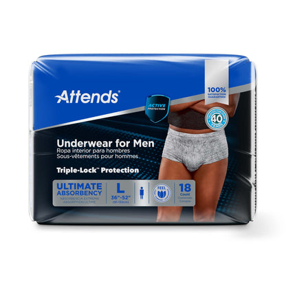 UNDERWEAR, ATTENDS ULT MALE LG/XLG (18/BG 4BG/CS)