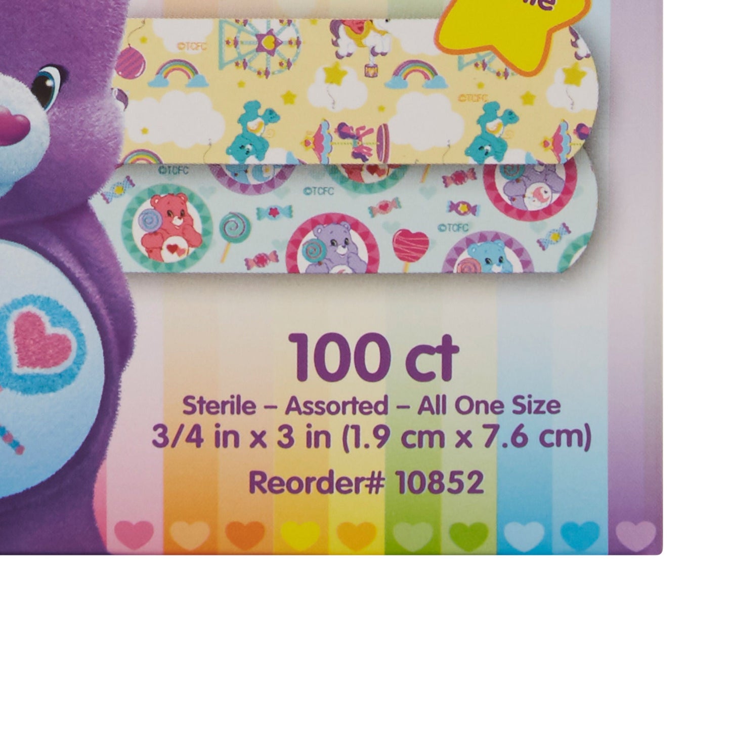BANDAGE, ADHSV STAT STRIP CAREBEARS 3/4X3" (100/BX 12BX/CS)