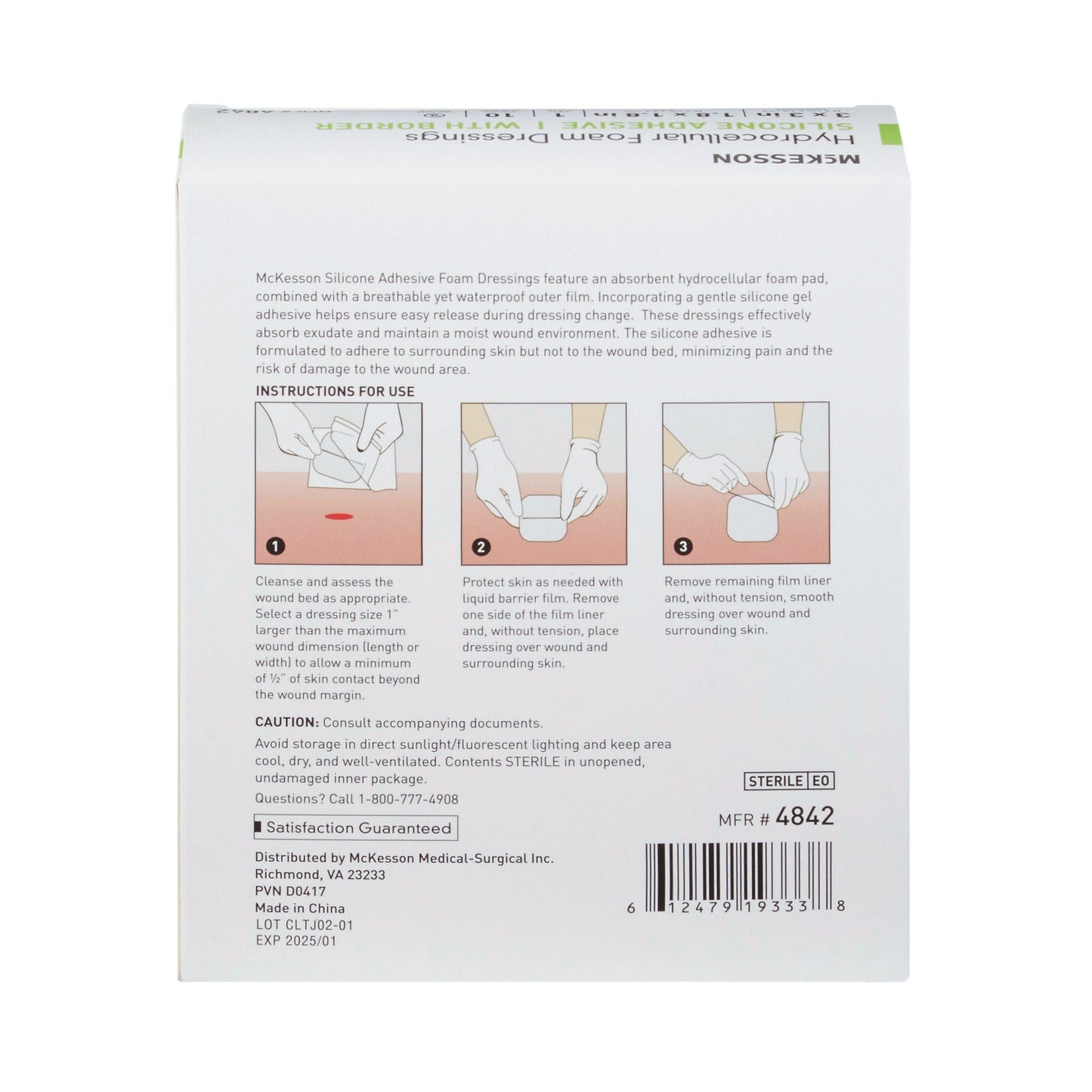 FOAM, ADH SIL W/BORDER 3"X3" (10/BX 20BX/CS)