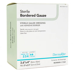 GAUZE, BORDERED STERILE ISLAND3.6X4 (50/BX)
