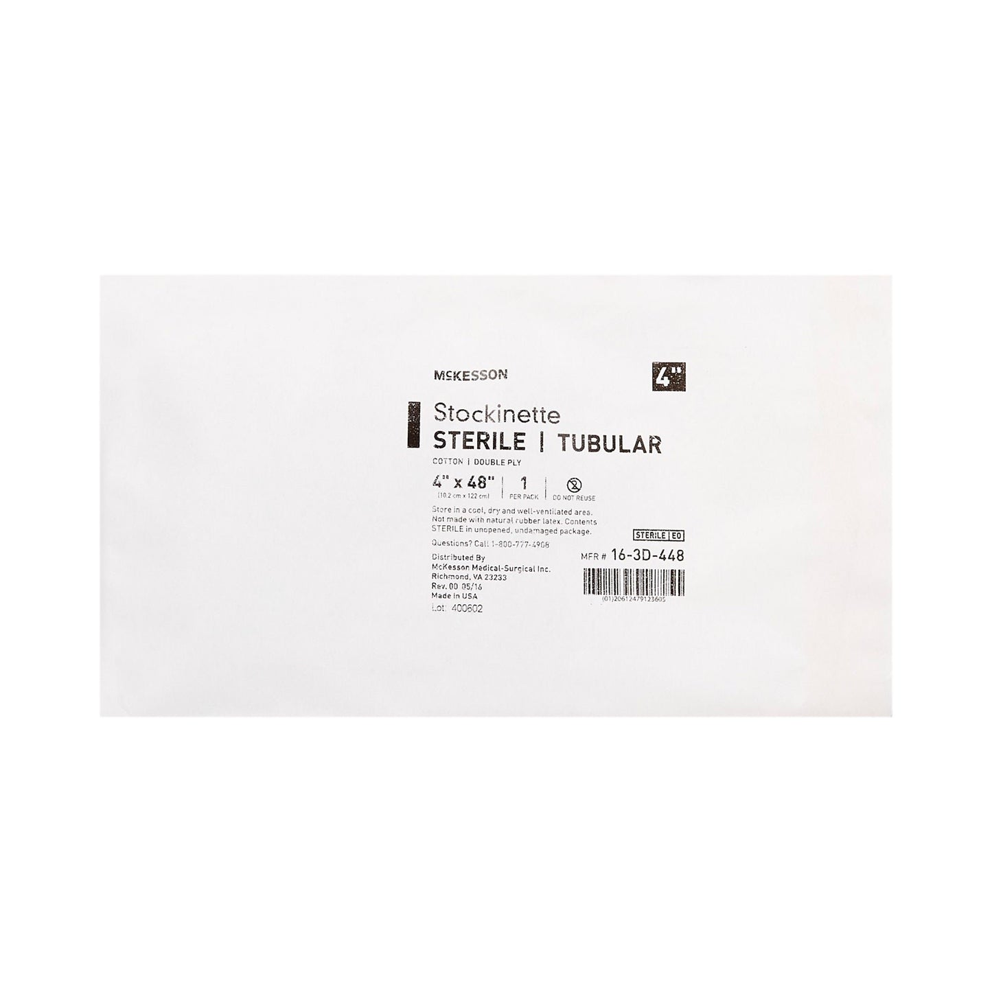 STOCKINETTE, TUBULAR 2PLY STR 4"X48"(20/CS)