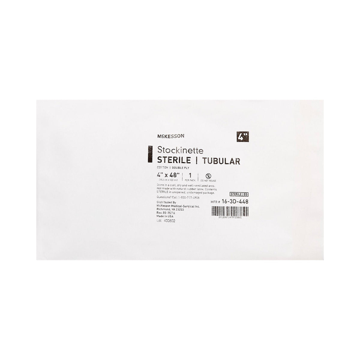 STOCKINETTE, TUBULAR 2PLY STR 4"X48"(20/CS)