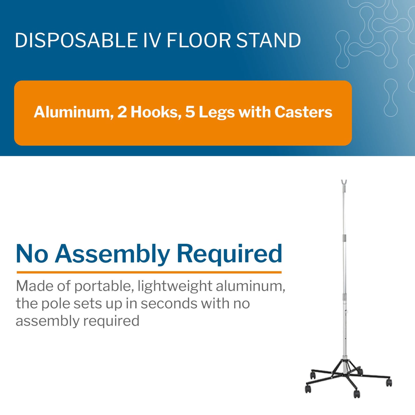 IV POLE, FLOOR DISP 5WHEEL 74"(6/CS)