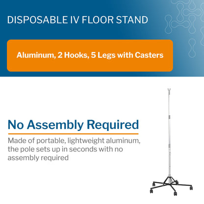 IV POLE, FLOOR DISP 5WHEEL 74"(6/CS)