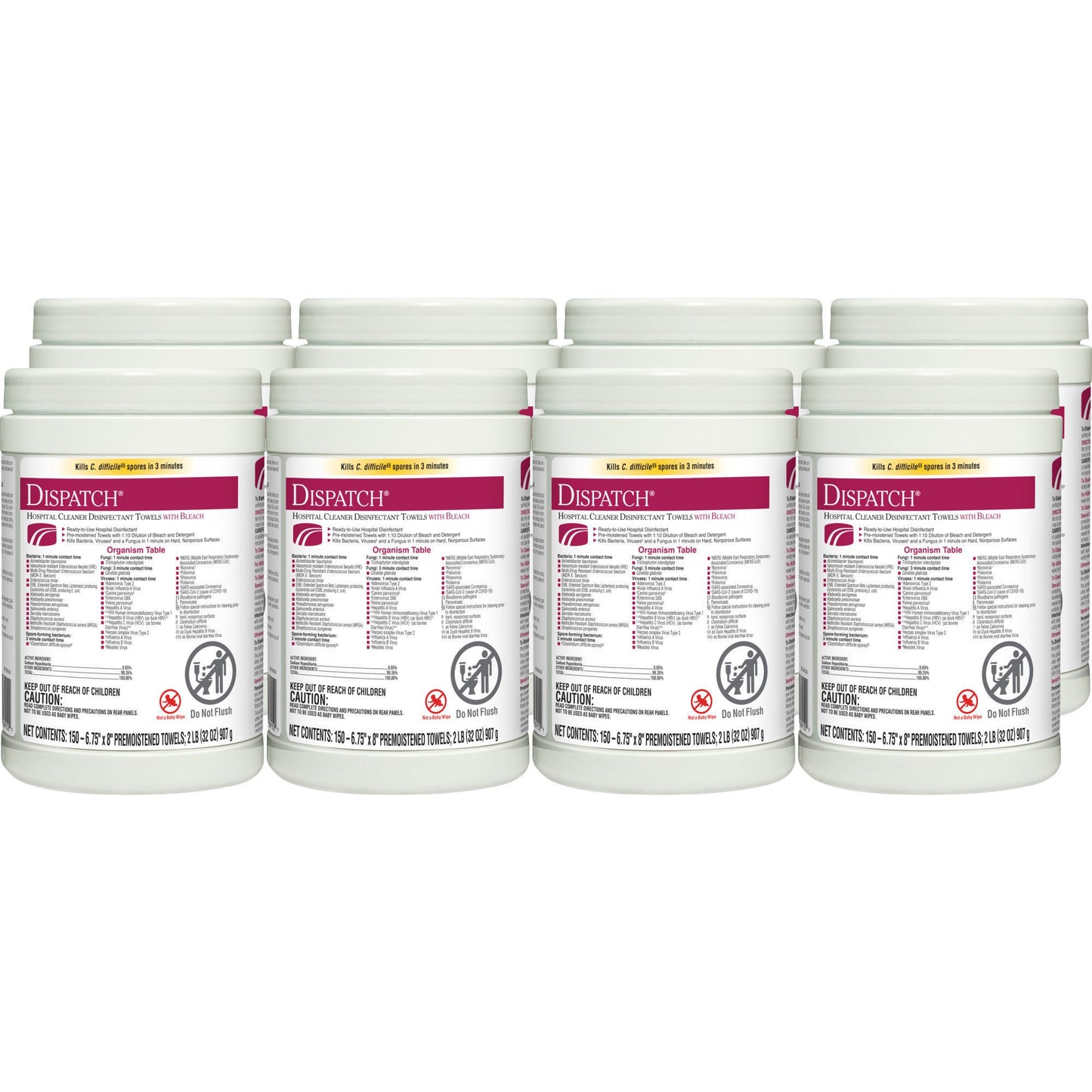TOWEL, DISINFECTANT W/BLEACH (150EA/PK 8PK/CS)