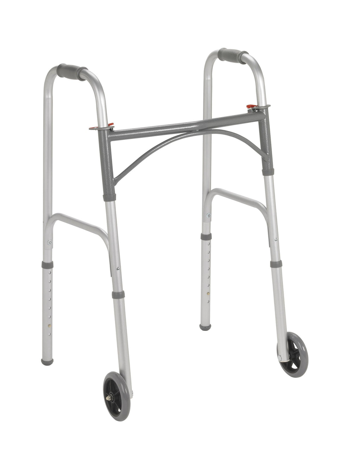 WALKER, FOLDING JR STEEL 2BUTTON W/5" WHEELS (4/CS) D/S