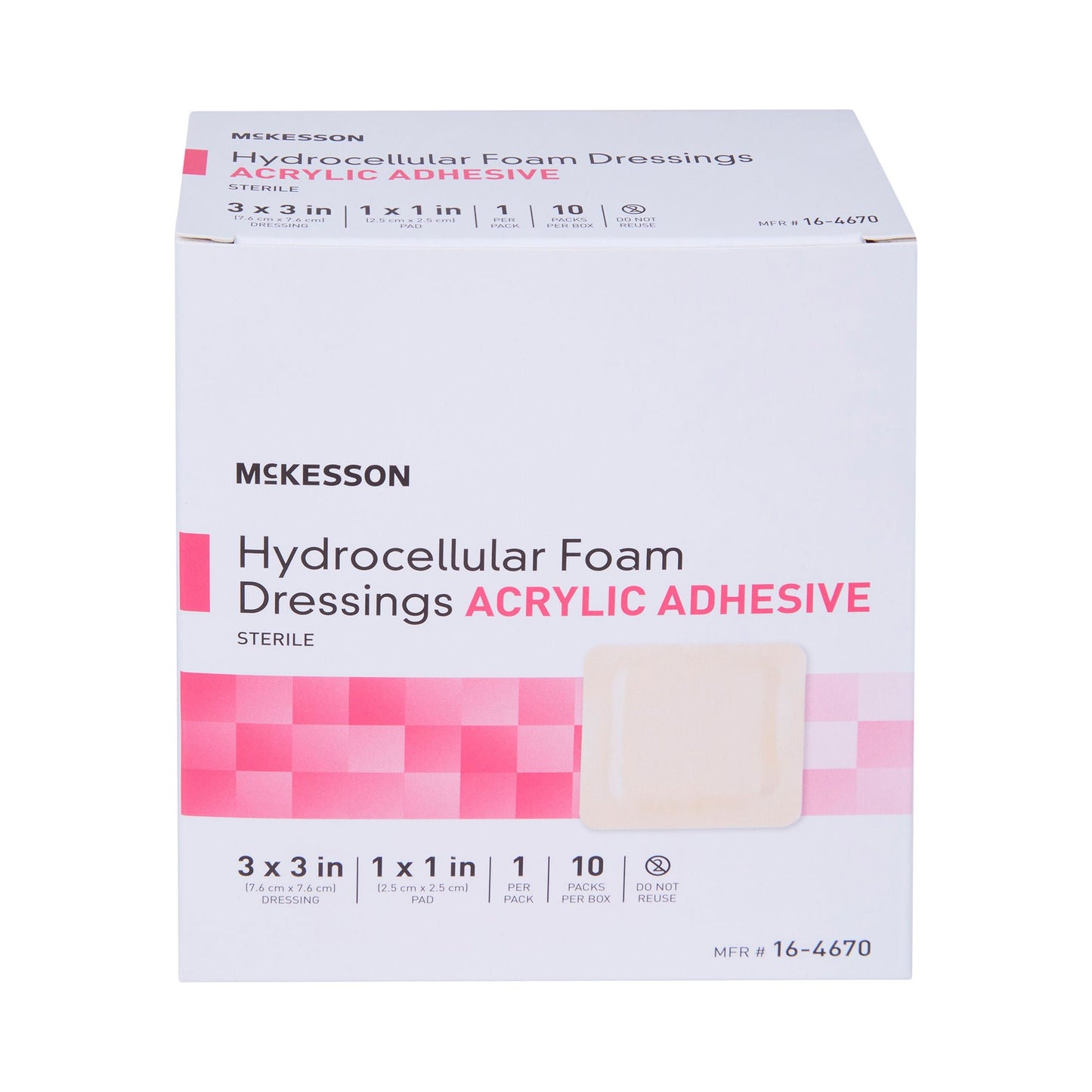 DRESSING, HYDROCELLULAR ADH STR FOAM 3"X3" (10EA/BX 10BX/CS)