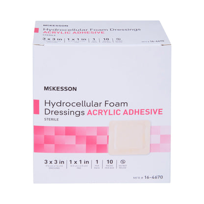 DRESSING, HYDROCELLULAR ADH STR FOAM 3"X3" (10EA/BX 10BX/CS)
