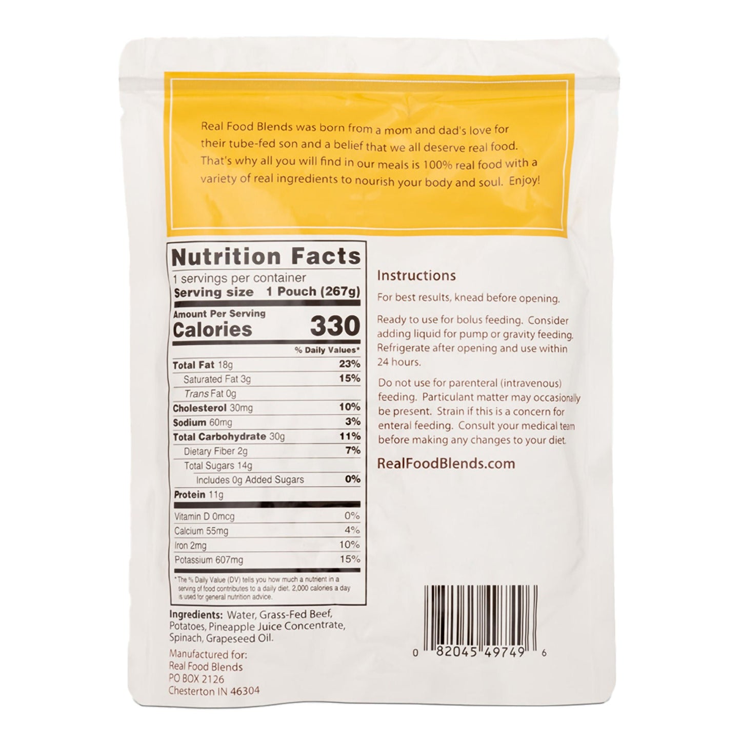 ENTERAL FEEDING, BEEF/POTATOES& SPINACH (12/CS)