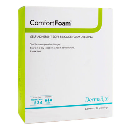 DRESSING, WOUND CMFRT FM SIL ADH W/O BORDER 4"X8" (5/BX)