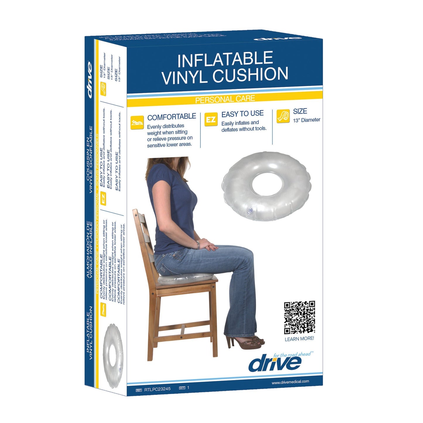 CUSHION, RING INFLTBL VINYL CLR 13"X3" 300LB CAP (6/CS)