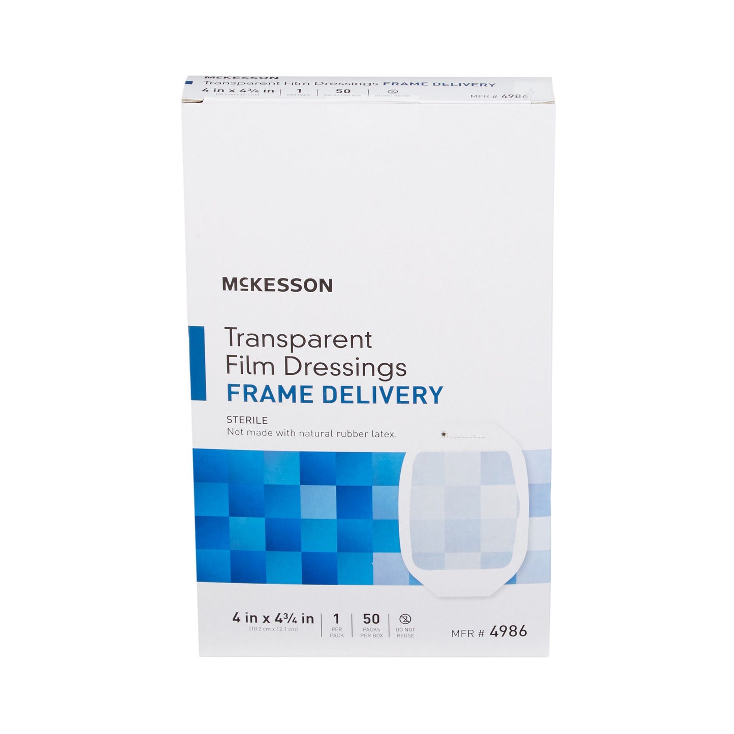 DRESSING, FILM TRANS W/FRM DELSTR 4"X4 3/4" (50/BX)