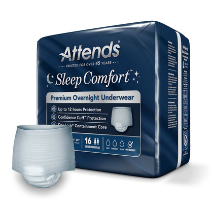 UNDERWEAR, INCONT SLEEP CMFRT PREM OVRNGHT LG (16/BG 4BG/CS)